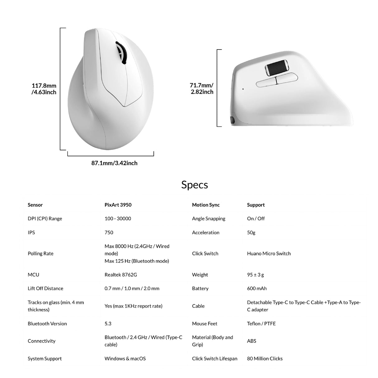 Keychron M5 Wireless Ergonomic Mouse