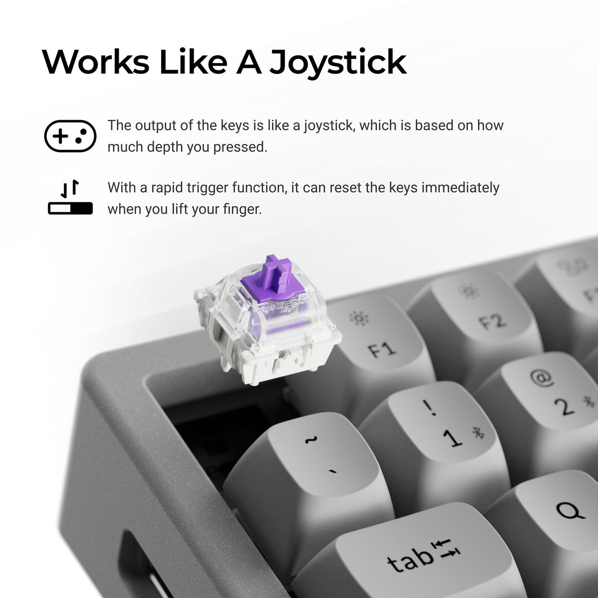 Keychron K2 HE Wireless Magnetic Switch Custom Keyboard - Concrete Edition Switch Features