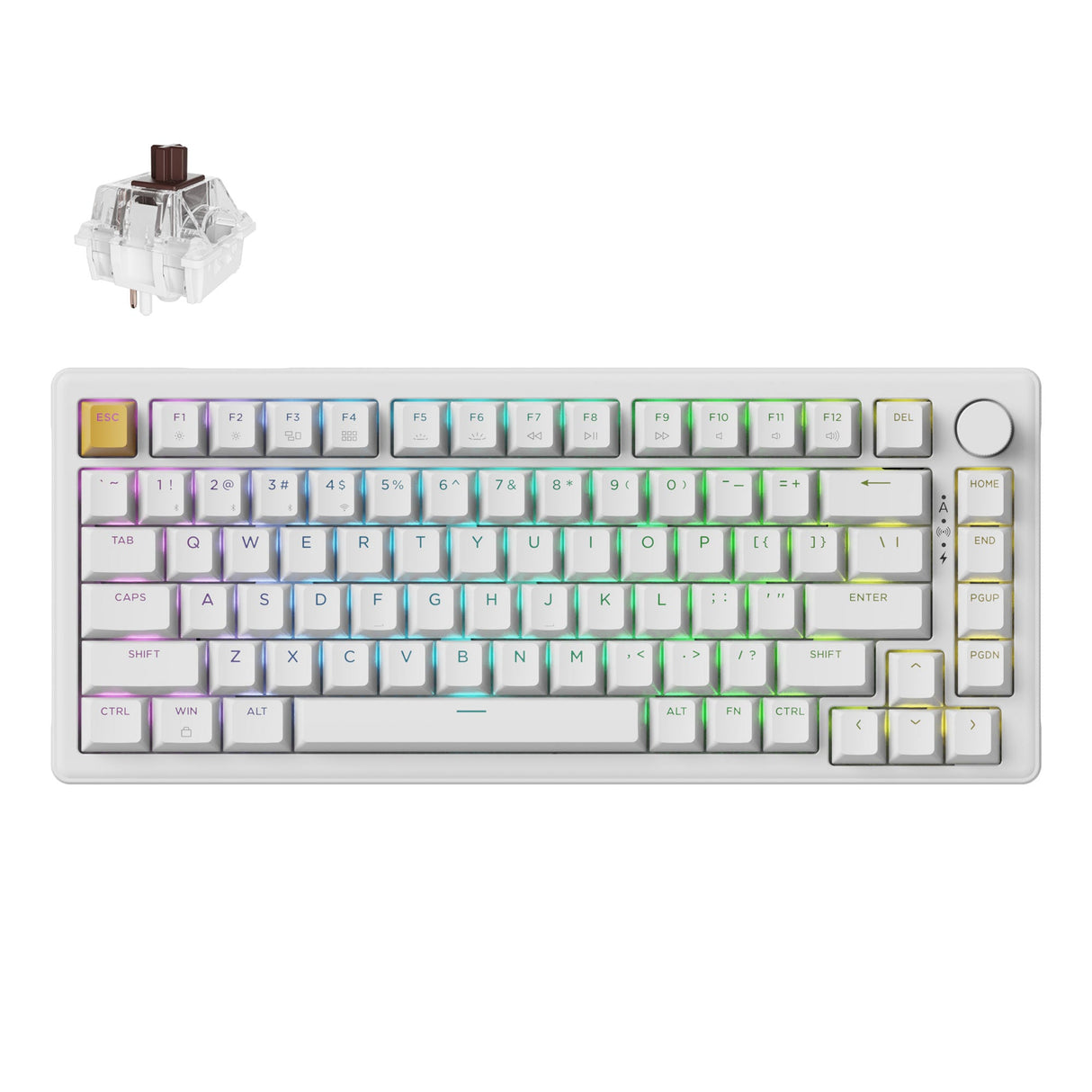 Keychron J2 QMK Wireless Custom Mechanical Keyboard RGB Backlight White Keychron Super Brown