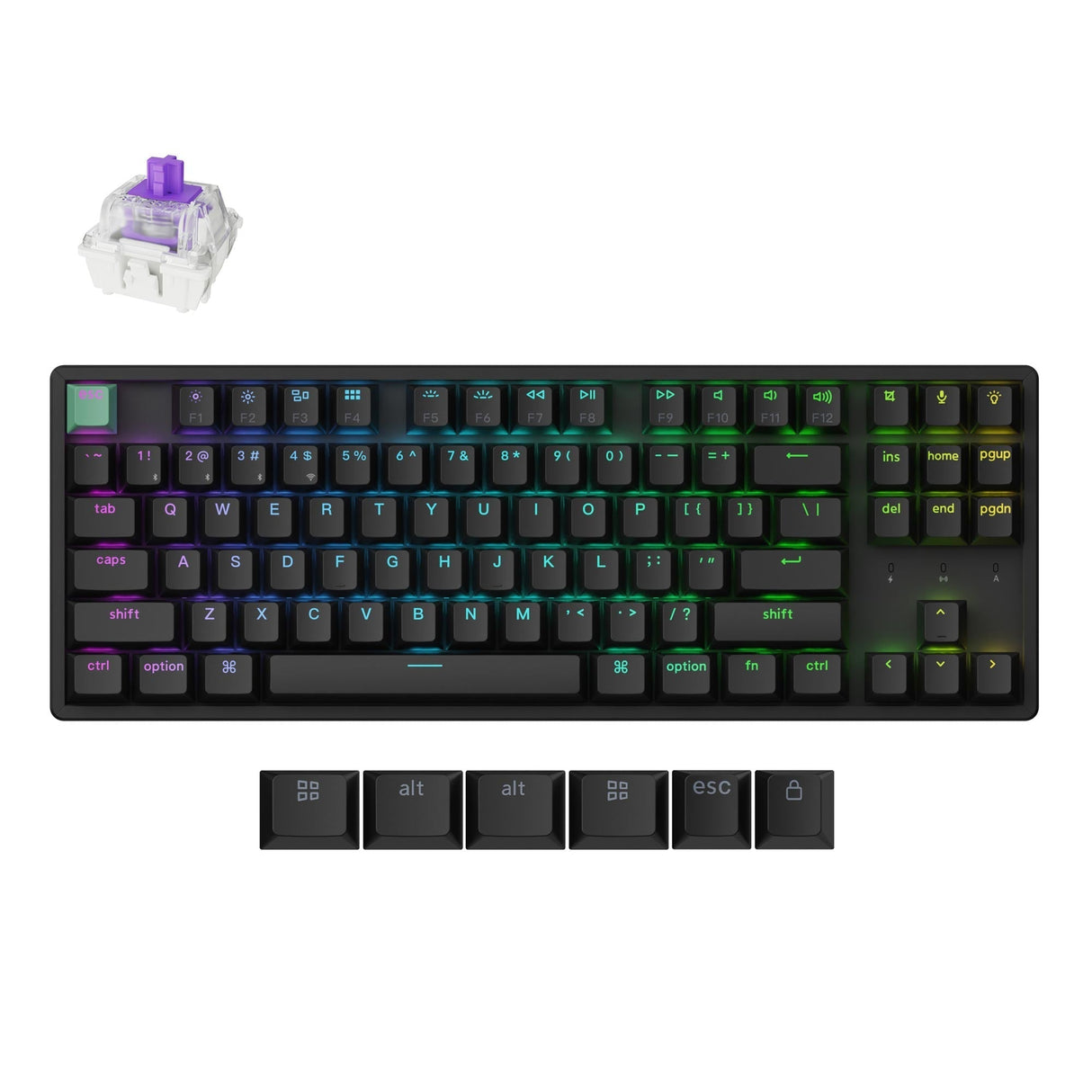 Keychron K8 HE 80 Percent Layout Wireless Magnetic Switch Custom Keyboard Standard Version Black RGB Backlight Double-Shot PBT Keycaps