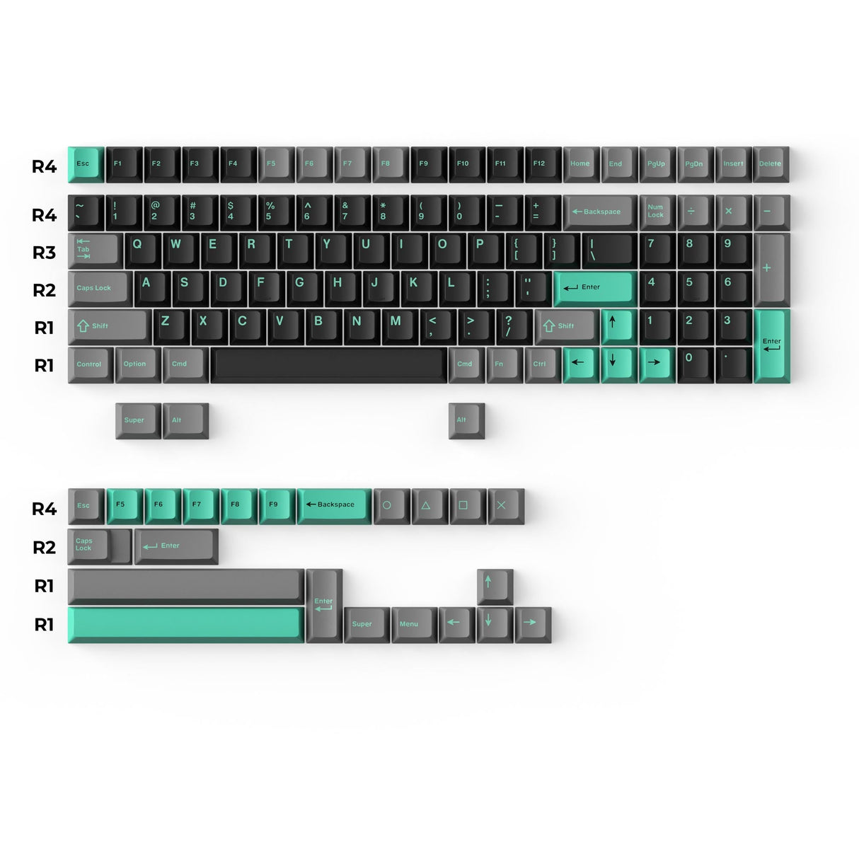 Keychron double shot PBT Cherry profile full set keycap set hacker for ANSI 96% and 75% and 65% layouts