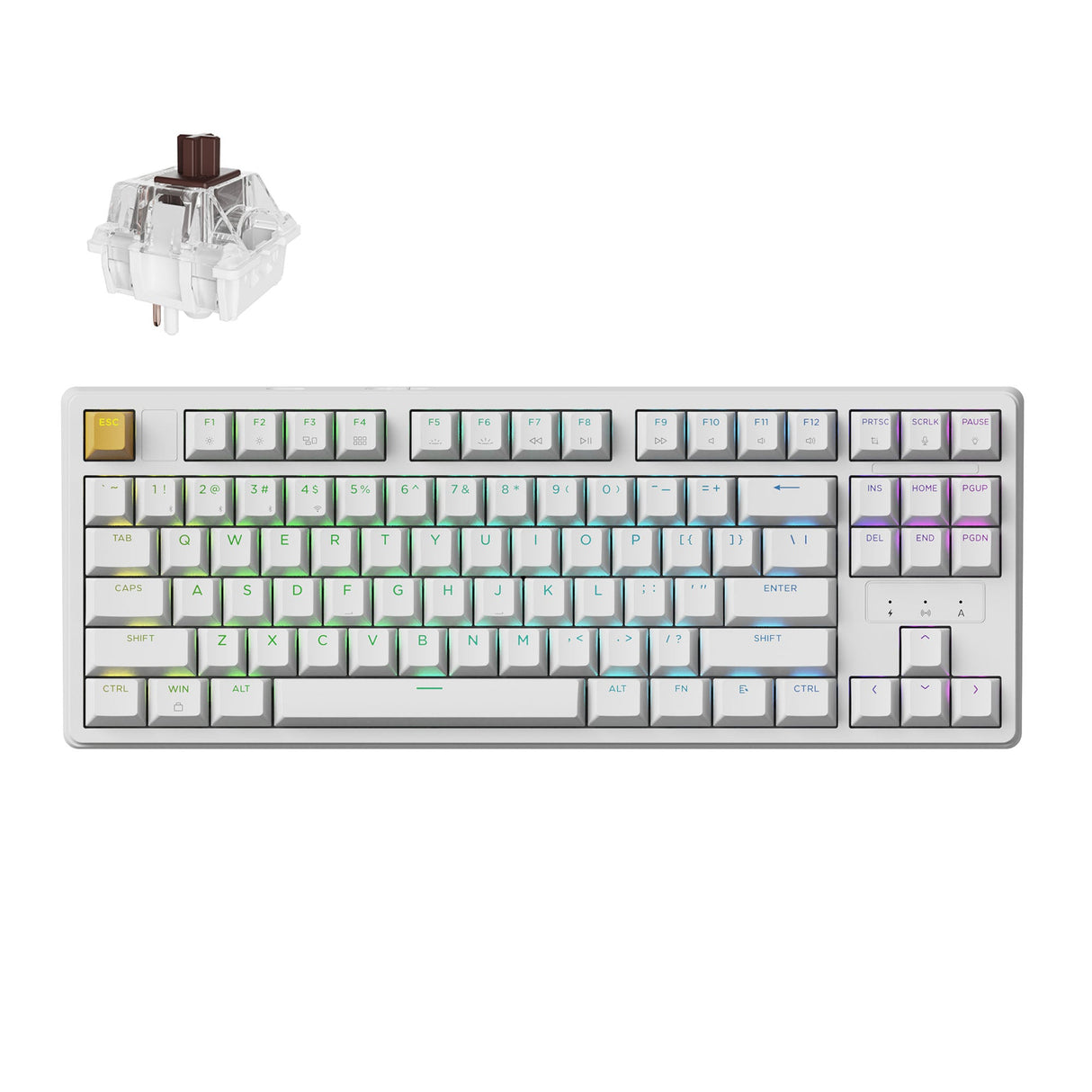 Keychron J4 QMK Wireless Custom Mechanical Keyboard RGB Backlight White Keychron Super Brown