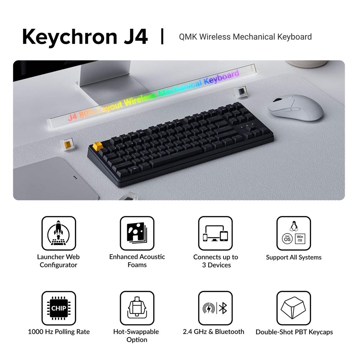 Keychron J4 QMK Wireless Mechanical Keyboard