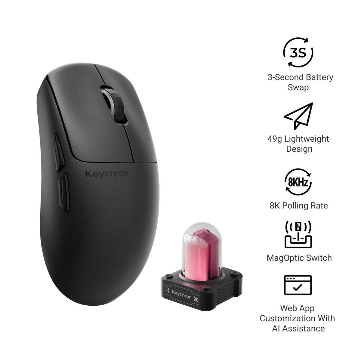 (Pre-Order) Keychron G6 HE 8K UltraLight Wireless Mouse