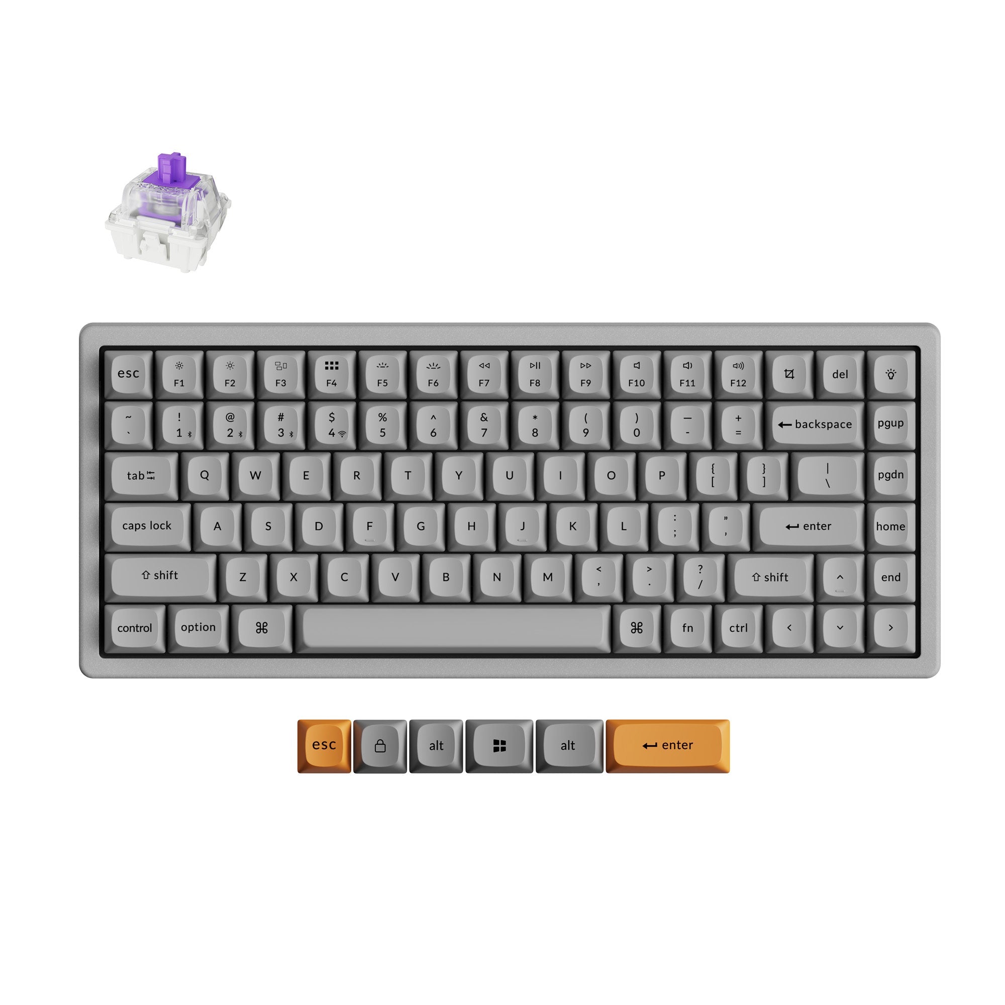 Keychron K2 HE Wireless Magnetic Switch Custom Keyboard - Concrete
