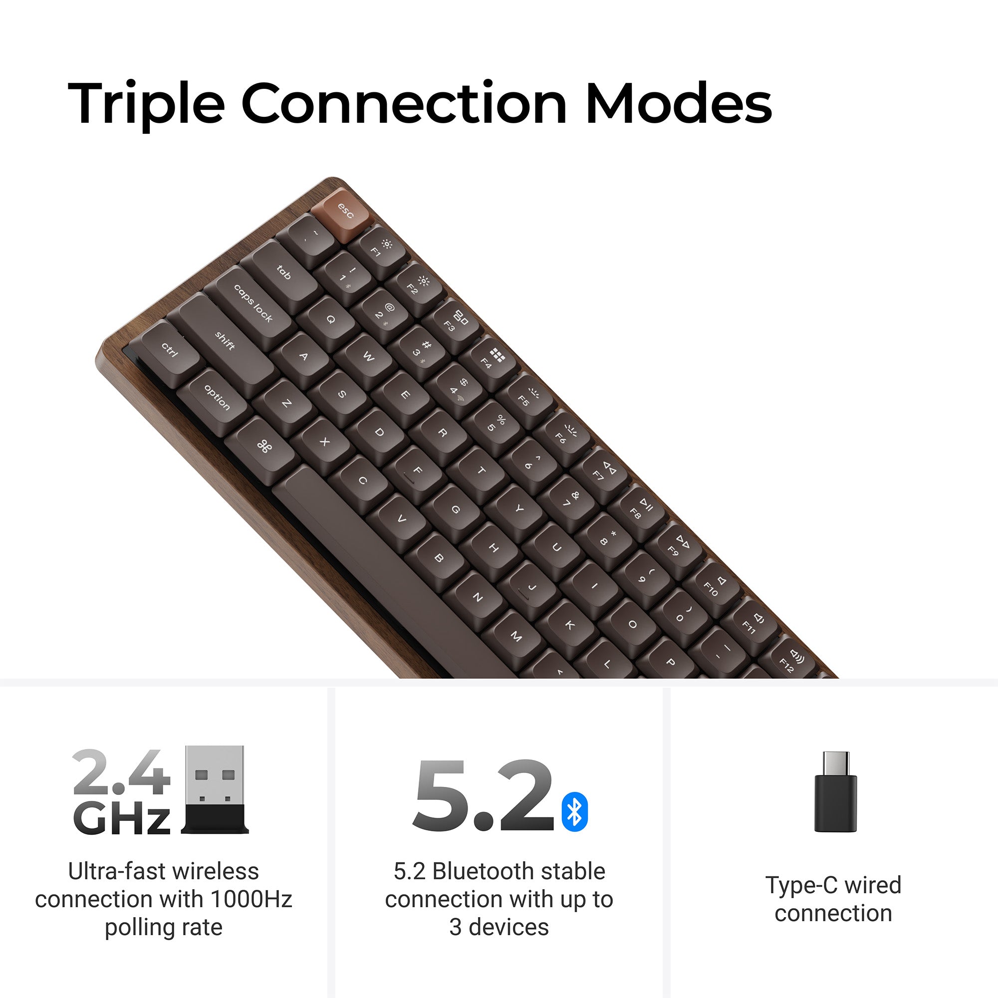 Keychron K3 Max QMK Wireless Custom Mechanical Keyboard - All-Wood