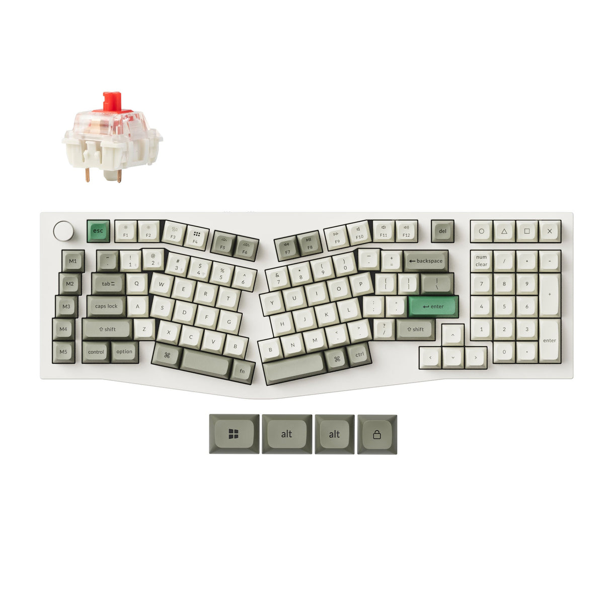 Keychron Q13 Max QMK Wireless Custom Mechanical Keyboard 96 percent Alice Layout Aluminum White Fully Assembled Knob For Mac Windows Linux Gateron Jupiter Red