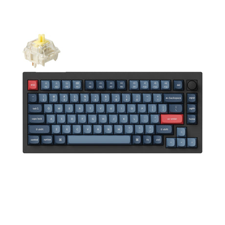 Keychron V1 Max QMK/VIA Wireless Custom Mechanical Keyboard 75% Layout Fully Assembled Knob for Mac Windows Linux Gateron Jupiter Banana