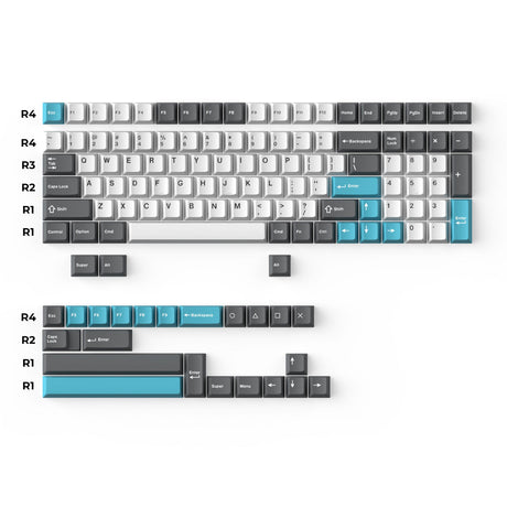 Keychron double shot PBT Cherry full set keycap set grey white and blue 96% layout ANSI