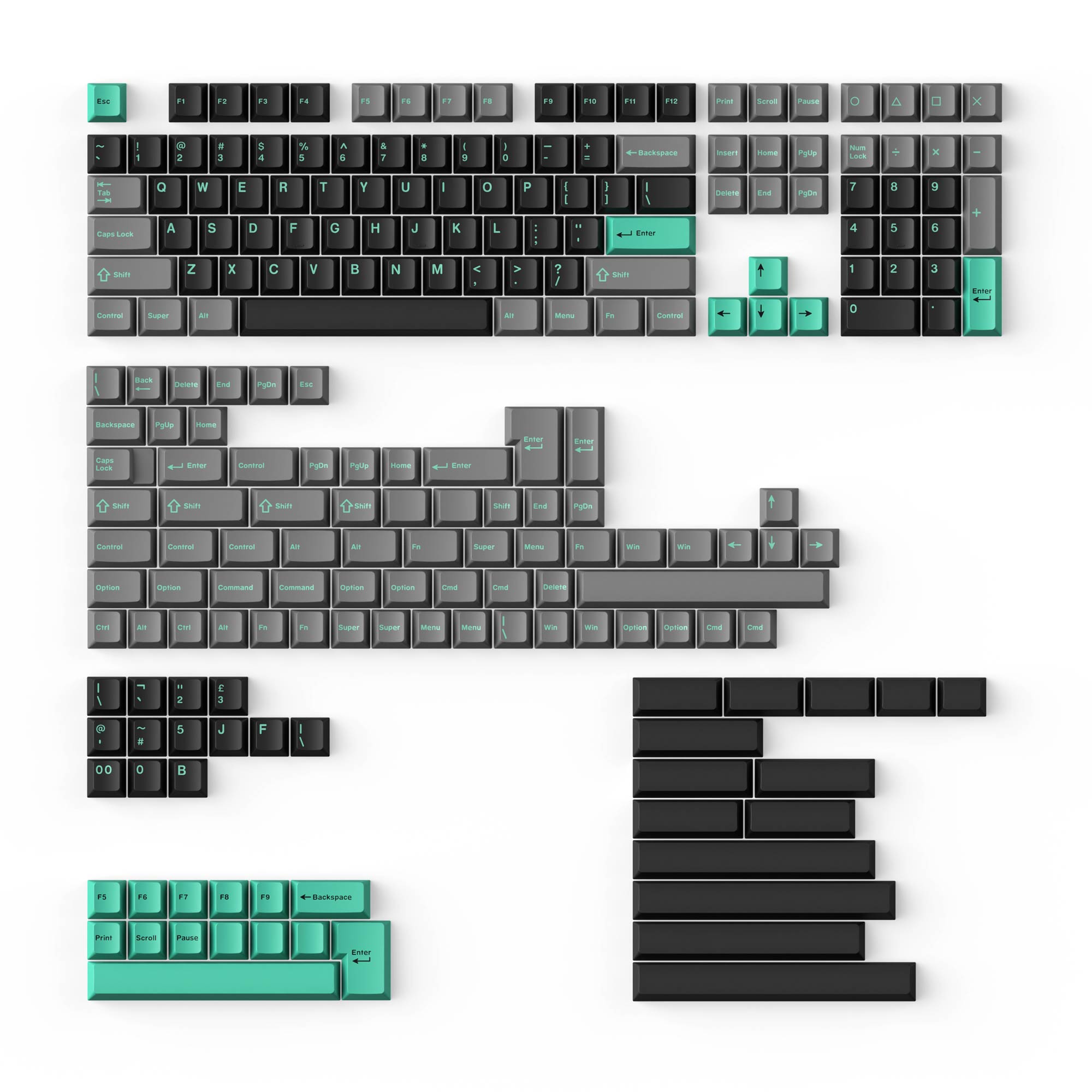 Keychron double shot PBT Cherry profile full set keycap set hacker for ANSI ISO HHKB WKL full size and tenkeyless and 75% 65% 60% layouts