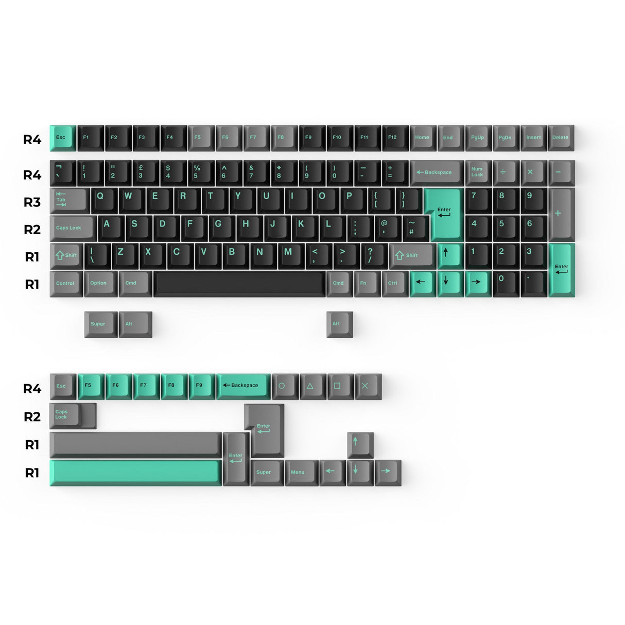 Keychron double shot PBT Cherry profile full set keycap set hacker for UK ISO 96% and 75% and 65% layouts