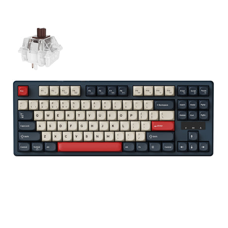 Keychron J4 QMK Wireless Custom Mechanical Keyboard RGB Backlight Dark Blue  Keychron Super Brown