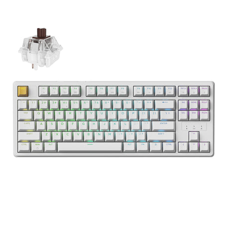 Keychron J4 QMK Wireless Custom Mechanical Keyboard RGB Backlight White Keychron Super Brown