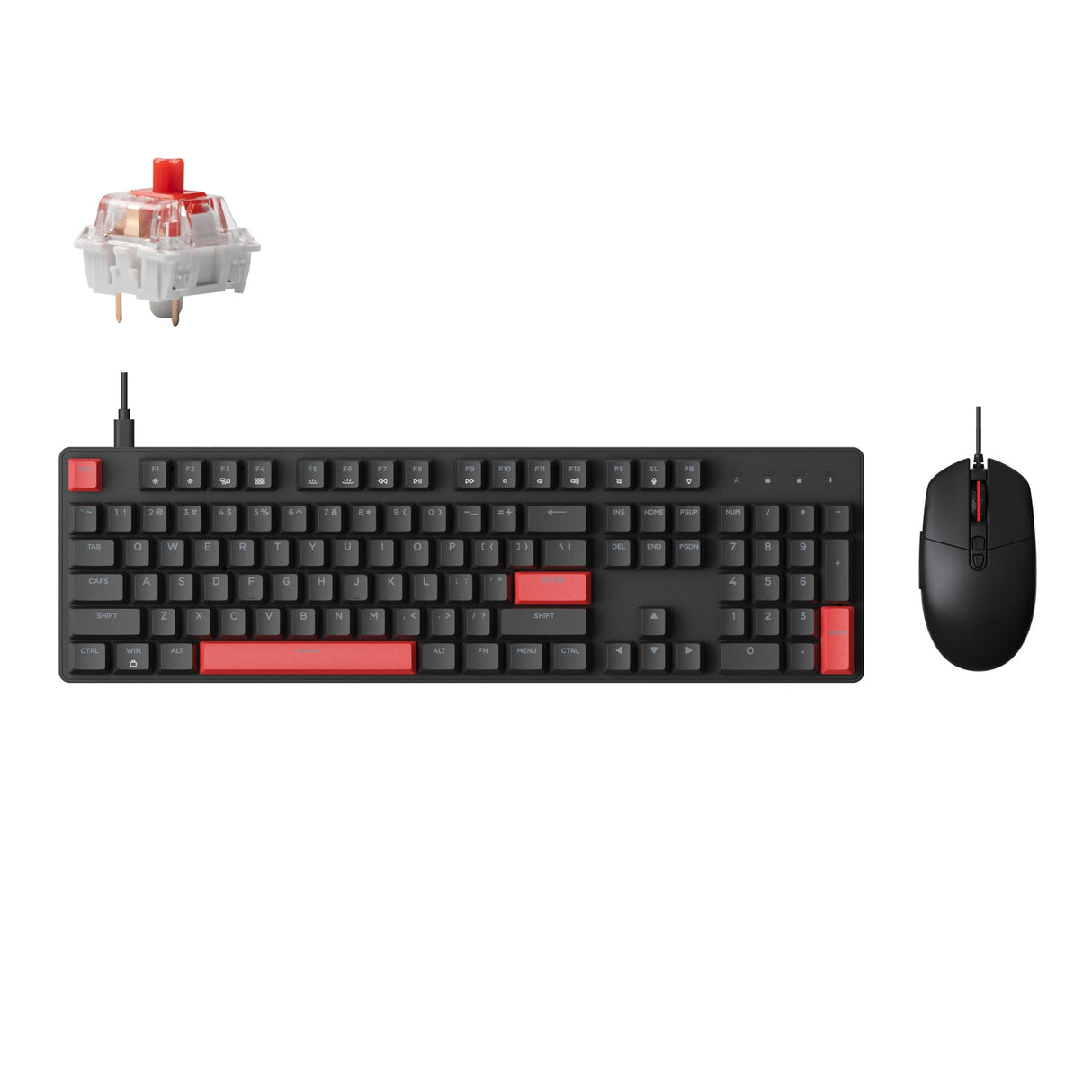 Lemokey X2 QMK Wired Mechanical Keyboard 100 Percent Layout Keychron Mechanical Red Switch with M55 Mouse