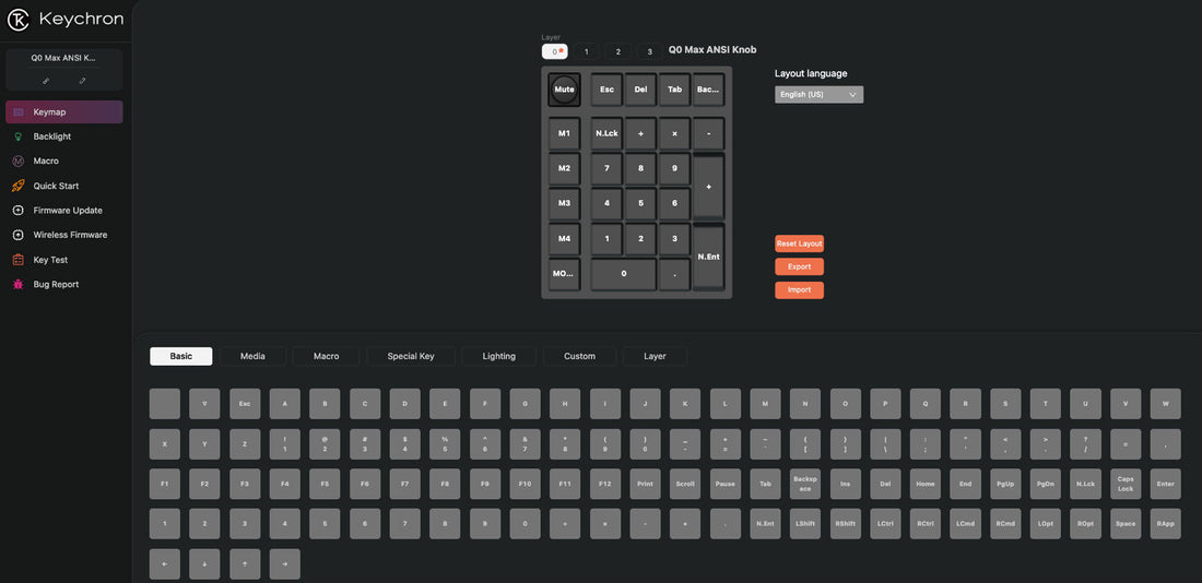 Keymap Numbers Keychron Q0 Max QMK Custom Number Pad – Keychron Australia