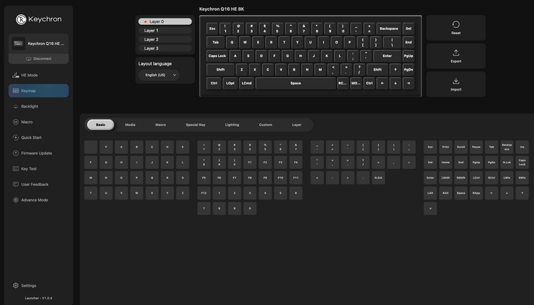 Keymap Nintendo Switch Keychron Q16 HE 8K Magnetic Switch Keyboard – Keychron Australia