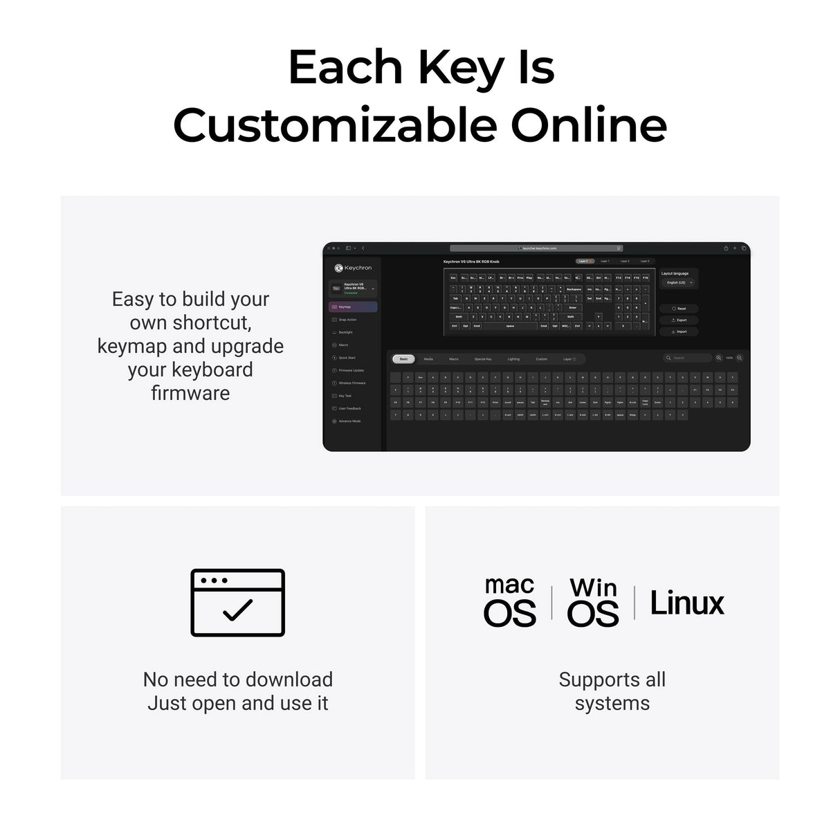 Keychron V6 Ultra 8K Wireless Custom Mechanical Keyboard Launcher Customization