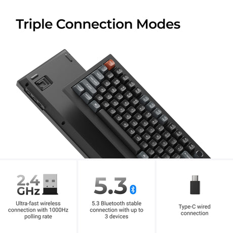Keychron V6 Ultra 8K Wireless Custom Mechanical Keyboard Triple Connection Modes
