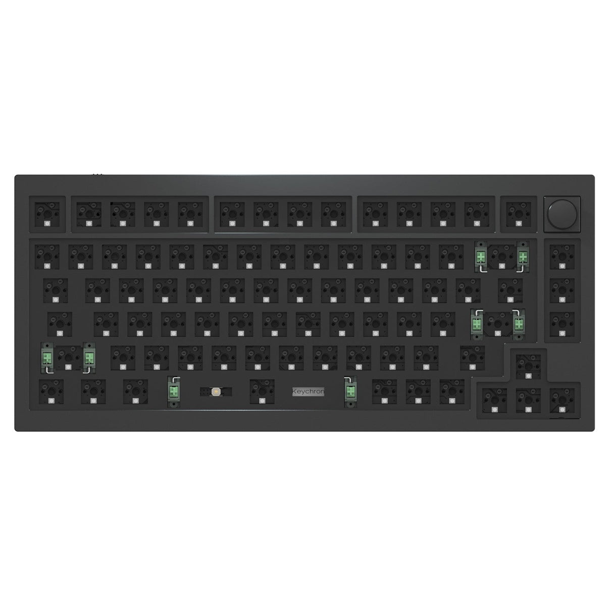 Keychron Q1 QMK VIA custom mechanical keyboard with rotary encoder knob version with double-gasket design and screw-in PCB stabilizer and hot-swappable south-facing RGB barebone US ANSI layout with black frame