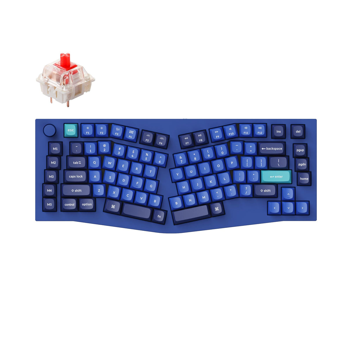 Keychron Q10 QMK/VIA custom mechanical keyboard 75% layout Alice layout knob version full aluminum blue frame for Mac Windows Linux Gateron G Pro switch red