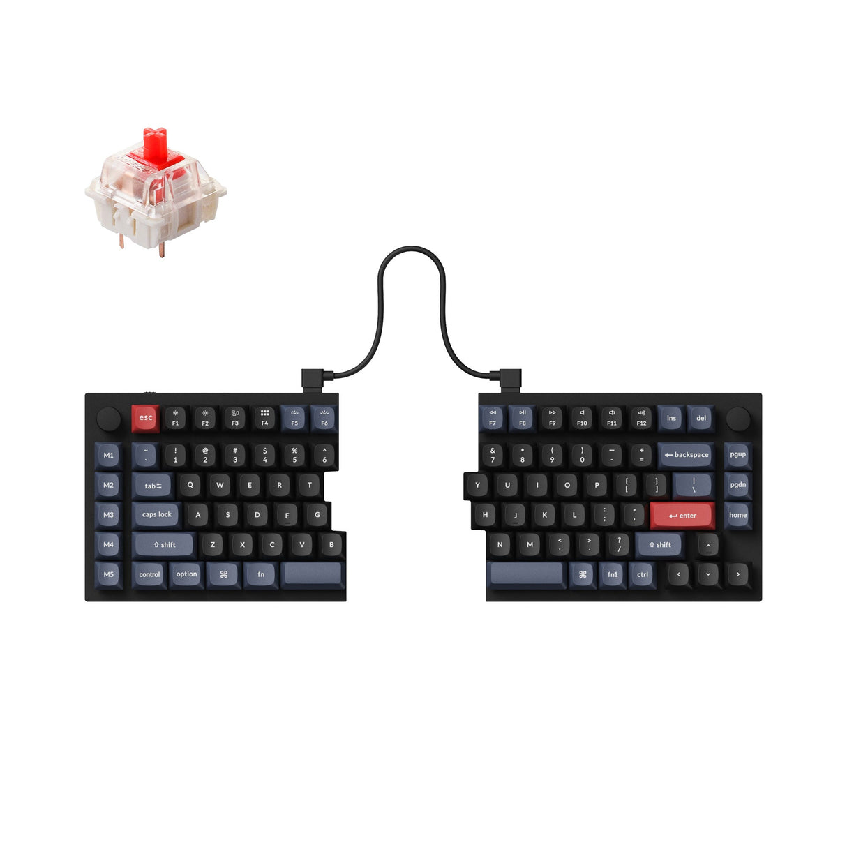 Keychron Q11 QMK/VIA 75% split custom mechanical keyboard full aluminum frame for Mac Window Linux fully assembled knob black Gateron G pro switch red