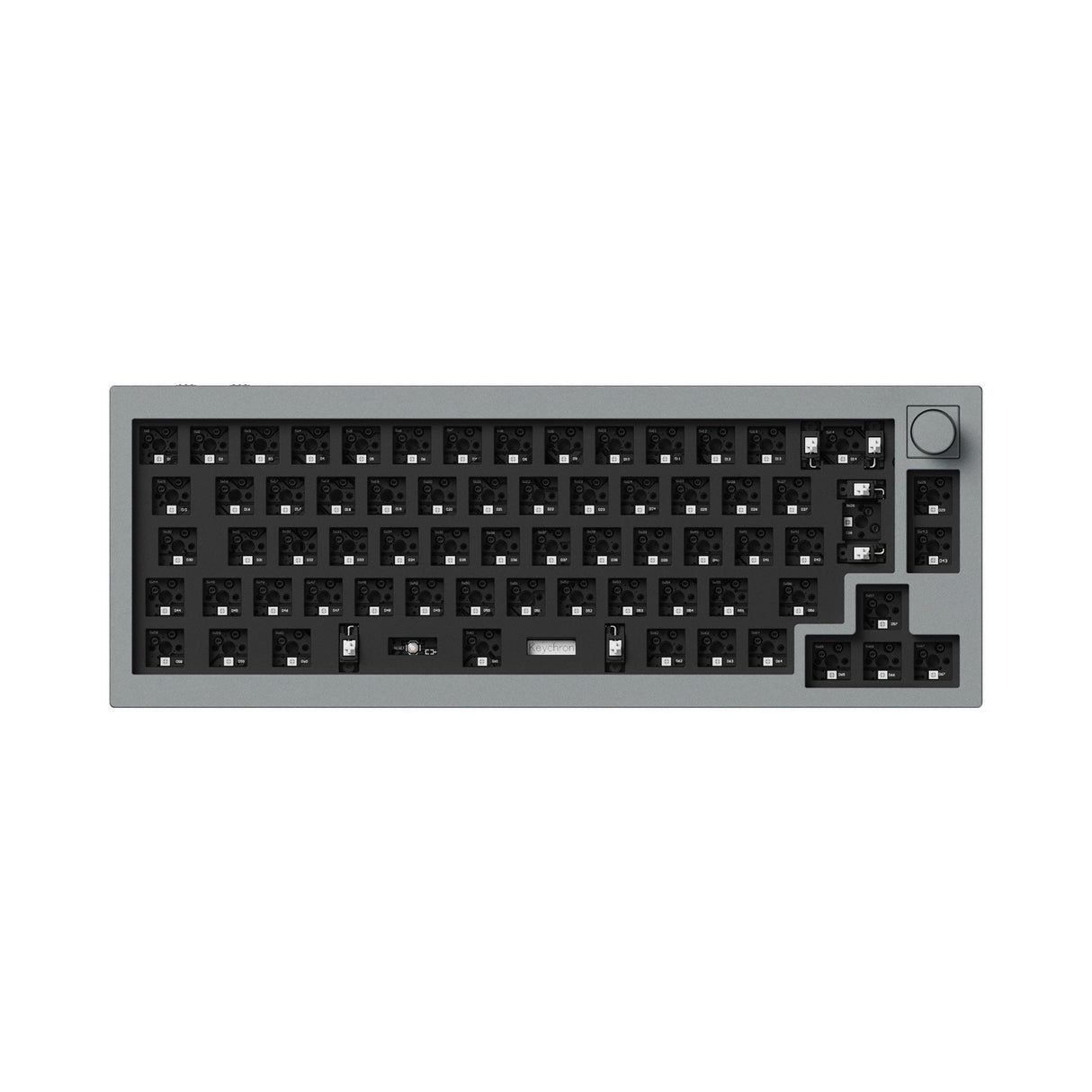 Keychron Q2 Pro QMK/VIA wireless custom mechanical keyboard 65 percent layout full aluminum grey frame for Mac WIndows Linux with RGB backlight and hot-swappable barebone knob ISO