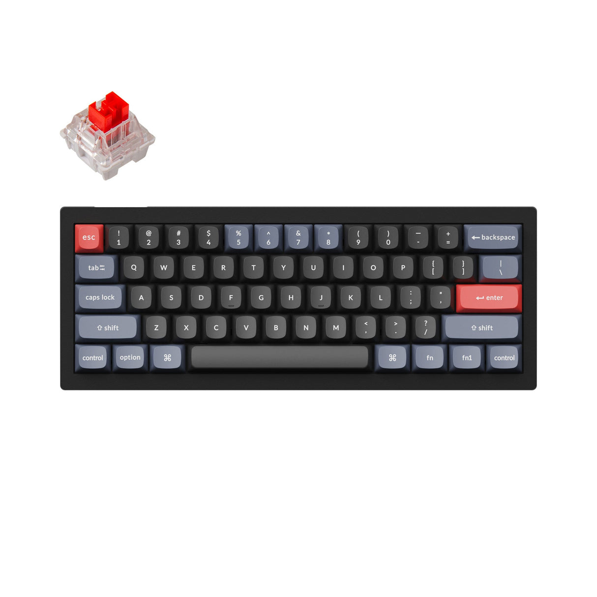 Keychron V4 QMK VIA custom mechanical keyboard 60 percent layout carbon black for Mac Windows iOS RGB backlight with hot swappable Keychron K Pro switch red